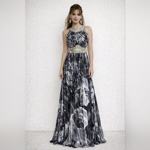 Vintage Y2K Dresses By Deb‎ Glam Foral Embellished Open Back Maxi Gown, Size 5/6